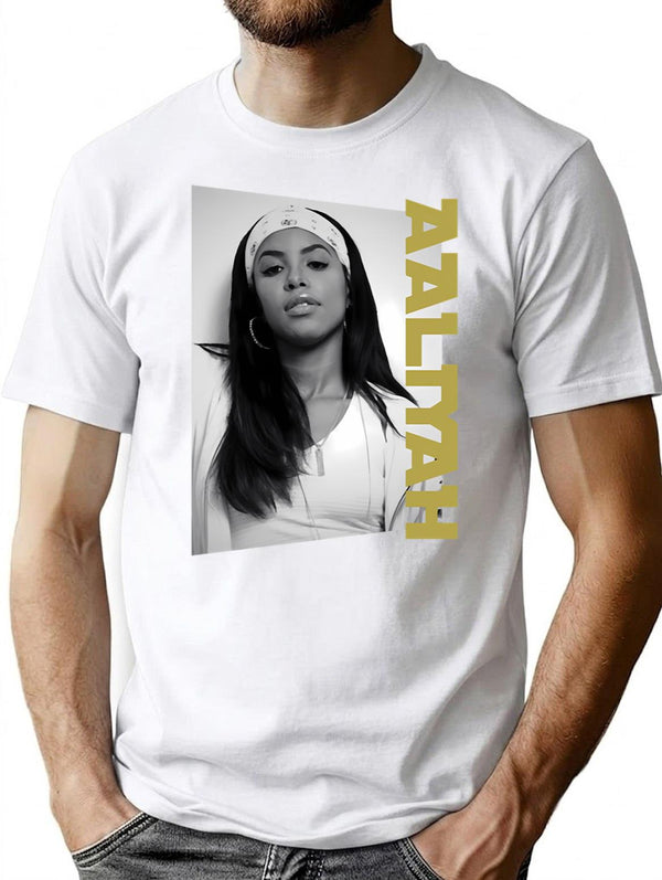 Aaliyah Classic Portrait Bootleg Graphic T-Shirt - White