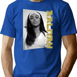 Aaliyah Classic Portrait Bootleg Graphic T-Shirt - Blue