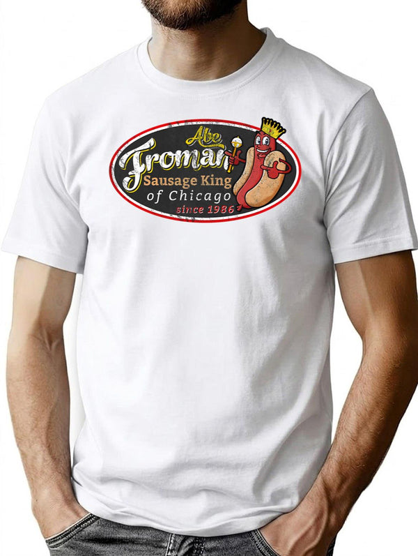 Abe Froman Sausage King Worn Oval Premium Heavyweight Cotton T-Shirt - White