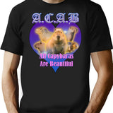 Acab All Capybaras Are Beautiful Bootleg Graphic T-Shirt - Black