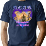 Acab All Capybaras Are Beautiful Bootleg Graphic T-Shirt - Navy