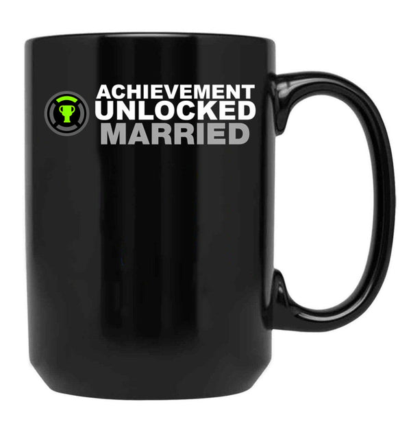 Achievement Unlocked Married Black Coffee Mug, Gift Coffee Mug - Black