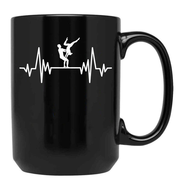 Acroyoga Heartbeat Acro Funny Acroyoga Yoga Black Coffee Mug, Gift Coffee Mug - Black