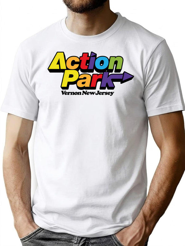 Action Park Vernon New Jersey Vintage Minimalist Graphic T-Shirt - Unisex Streetwear Tee - White