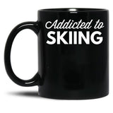Addicted To Skiing Black Coffee Mug, Gift Coffee Mug