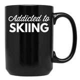 Addicted To Skiing Black Coffee Mug, Gift Coffee Mug - Black
