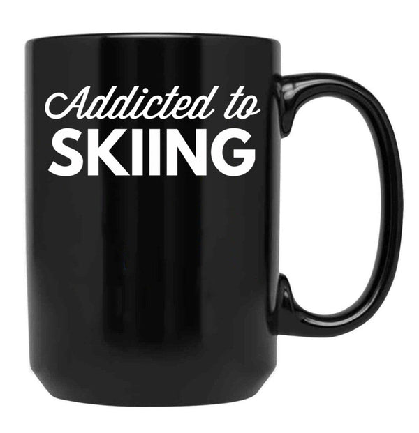 Addicted To Skiing Black Coffee Mug, Gift Coffee Mug - Black