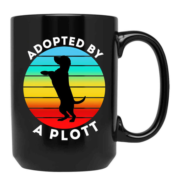Adopted By A Plott Black Coffee Mug, Gift Coffee Mug - Black