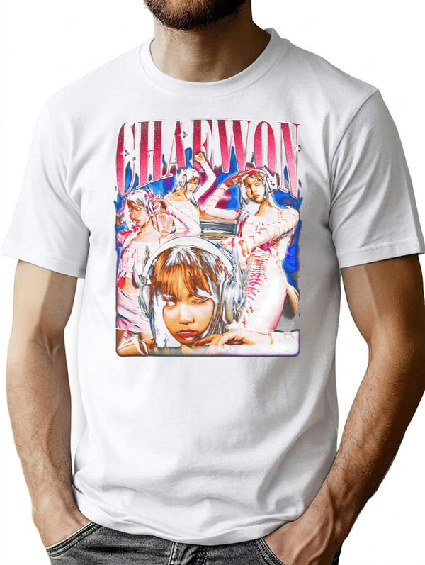 Adorable Chaewon Le Sserafim Bootleg Style Bootleg Graphic T-Shirt - White