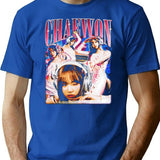 Adorable Chaewon Le Sserafim Bootleg Style Bootleg Graphic T-Shirt - Blue
