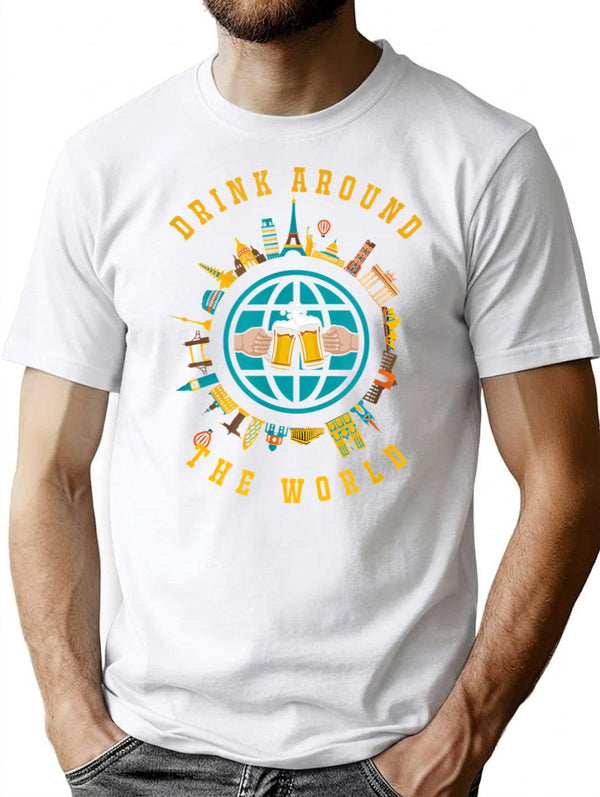 Adult Vacation Drinking Minimalist Graphic T-Shirt - Unisex Streetwear Tee - White