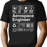 Aerospace Engineer Product Label Funny Minimalist Graphic T-Shirt - Unisex Streetwear Tee - Black