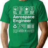 Aerospace Engineer Product Label Funny Minimalist Graphic T-Shirt - Unisex Streetwear Tee - Green