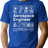 Aerospace Engineer Product Label Funny Minimalist Graphic T-Shirt - Unisex Streetwear Tee - Blue