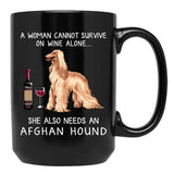 Afghan Hound And Wine Funny Dog Black Coffee Mug, Gift Coffee Mug - Black