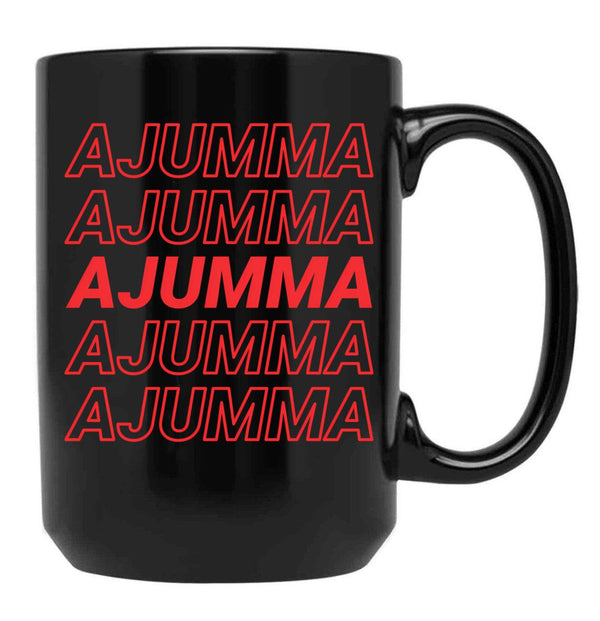 Ajumma () - Korean Married Or Old Woman Black Coffee Mug, Gift Coffee Mug - Black