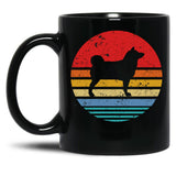 Akita Inu Retro Sunset Dog Black Coffee Mug, Gift Coffee Mug