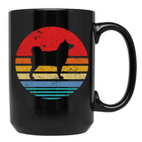 Akita Inu Retro Sunset Dog Black Coffee Mug, Gift Coffee Mug - Black