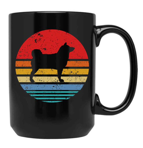 Akita Inu Retro Sunset Dog Black Coffee Mug, Gift Coffee Mug - Black
