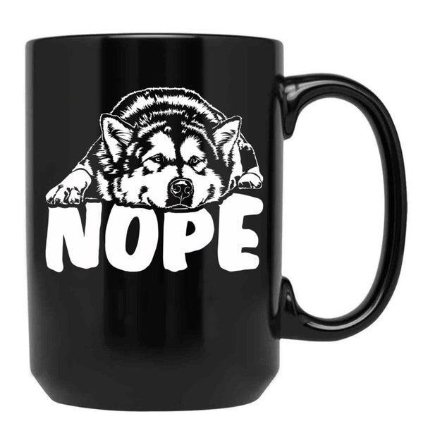 Alaskan Malamute Nope Dog Saying Black Coffee Mug, Gift Coffee Mug - Black