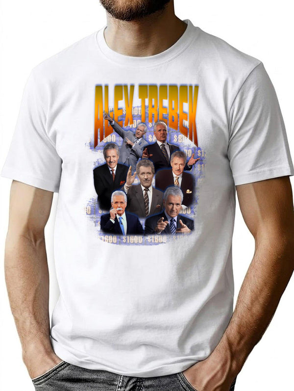 Alex Trebek Minimalist Graphic T-Shirt - Unisex Streetwear Tee - White