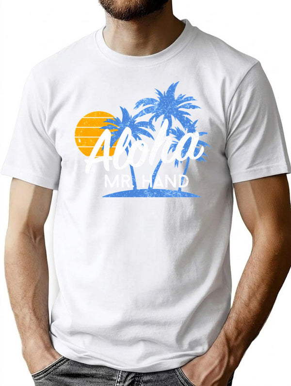 Aloha Mr. Hand Minimalist Graphic T-Shirt - Unisex Streetwear Tee - White