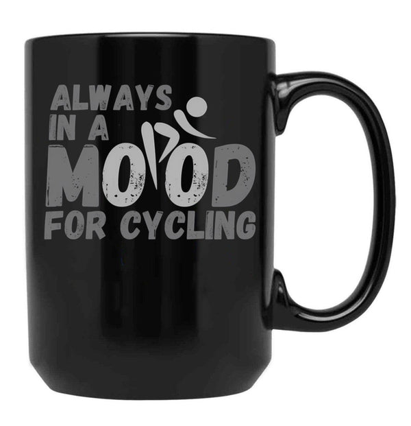 Always In A Mood For Cycling - Grey Black Coffee Mug, Gift Coffee Mug - Black