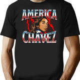 America Chavez 90S Bootleg Design Bootleg Graphic T-Shirt - Black