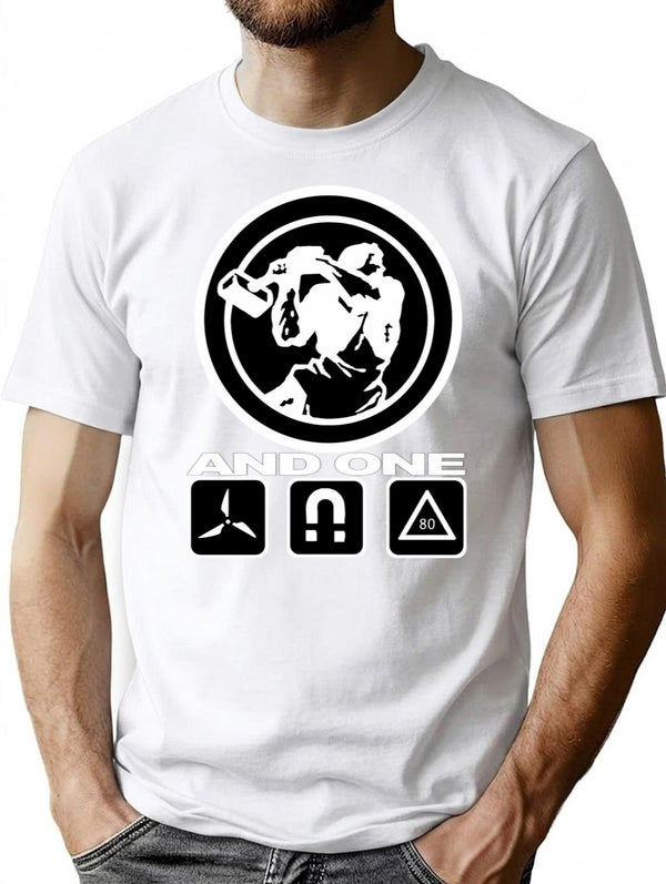 And One Band (Trilogy) Classic Minimalist Graphic T-Shirt - Unisex Streetwear Tee - White
