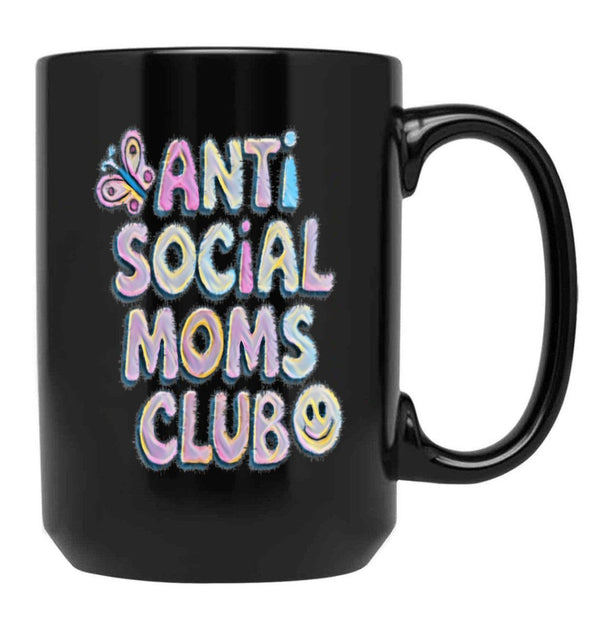 Anti-Social Moms Club V2 Black Coffee Mug, Gift Coffee Mug - Black