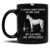 Appaloosa Horse And Wine Funny Horse Black Coffee Mug, Gift Coffee Mug