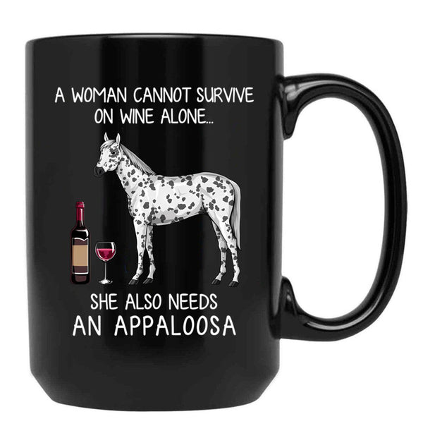 Appaloosa Horse And Wine Funny Horse Black Coffee Mug, Gift Coffee Mug - Black