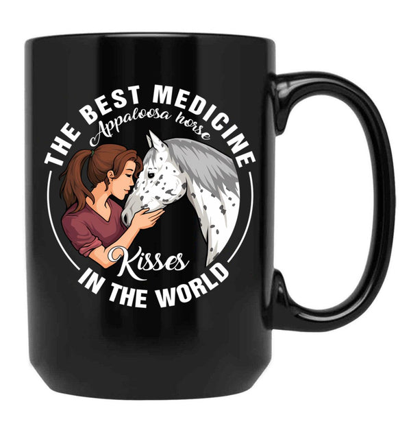 Appaloosa Horse Kisses Best Medicine In The World Black Coffee Mug, Gift Coffee Mug - Black