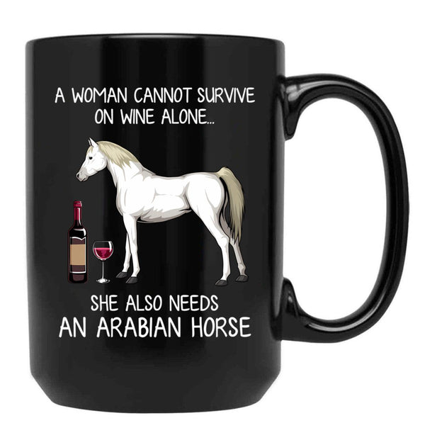 Arabian Horse And Wine Funny Horse Black Coffee Mug, Gift Coffee Mug - Black