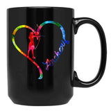Archery Heart Black Coffee Mug, Gift Coffee Mug - Black