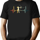 Archery Heartbeat Vintage Minimalist Graphic T-Shirt - Unisex Streetwear Tee - Black