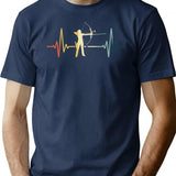 Archery Heartbeat Vintage Minimalist Graphic T-Shirt - Unisex Streetwear Tee - Navy