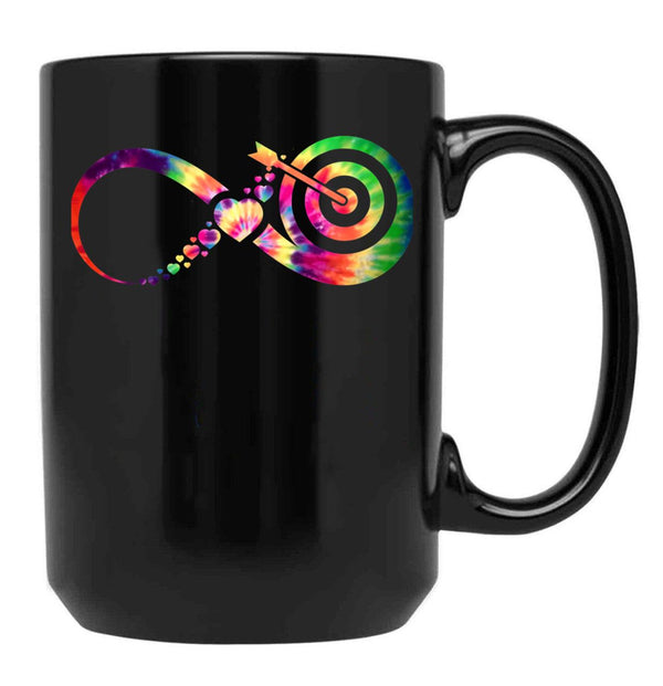 Archery Infinity Tie Dye Black Coffee Mug, Gift Coffee Mug - Black