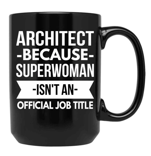 Architect Superwoman Black Coffee Mug, Gift Coffee Mug - Black