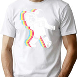 Astronaut Funk Retro Funny Minimalist Graphic T-Shirt - Unisex Streetwear Tee - White