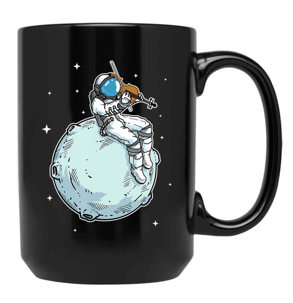 Astronaut Playing Violin Music Violin Lover Black Coffee Mug, Gift Coffee Mug - Black