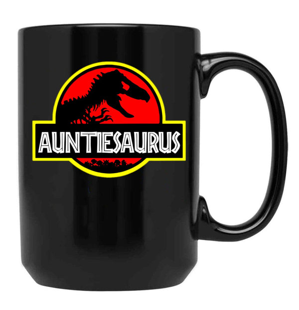 Auntiesaurus Rex - Funny Auntie Shirts Black Coffee Mug, Gift Coffee Mug - Black