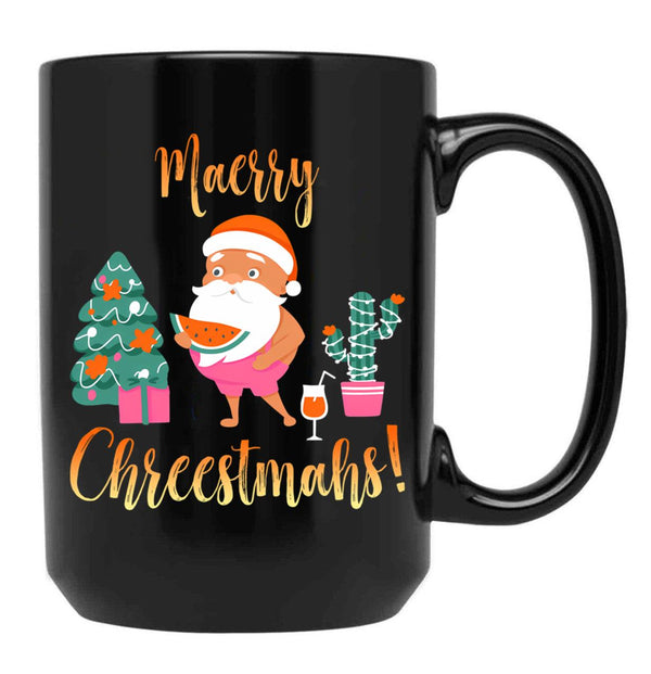 Australian Christmas Black Coffee Mug, Gift Coffee Mug - Black