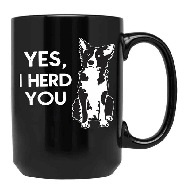 Australian Shepherd Herding Dog Funny I Herd You Mom Dad Black Coffee Mug, Gift Coffee Mug - Black