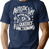 Autistic And Gay Raccoon Minimalist Graphic T-Shirt - Unisex Streetwear Tee - Navy