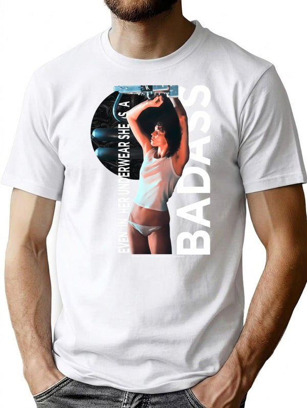 Badass For Ever Ver.1 - Vintage Movie Collection Minimalist Graphic T-Shirt - Unisex Streetwear Tee - White
