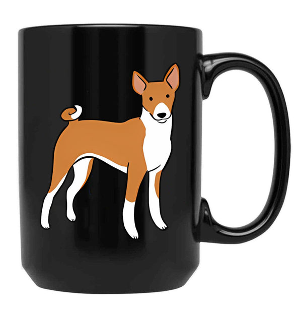 Basenji Dog Cute Illustration Black Coffee Mug, Gift Coffee Mug - Black