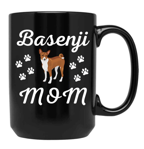 Basenji Mom Sketch Black Coffee Mug, Gift Coffee Mug - Black