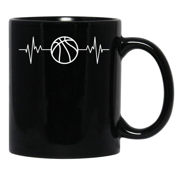 Basketball Heartbeat Cool Funny Basketball Lover Black Coffee Mug, Gift Coffee Mug - Black