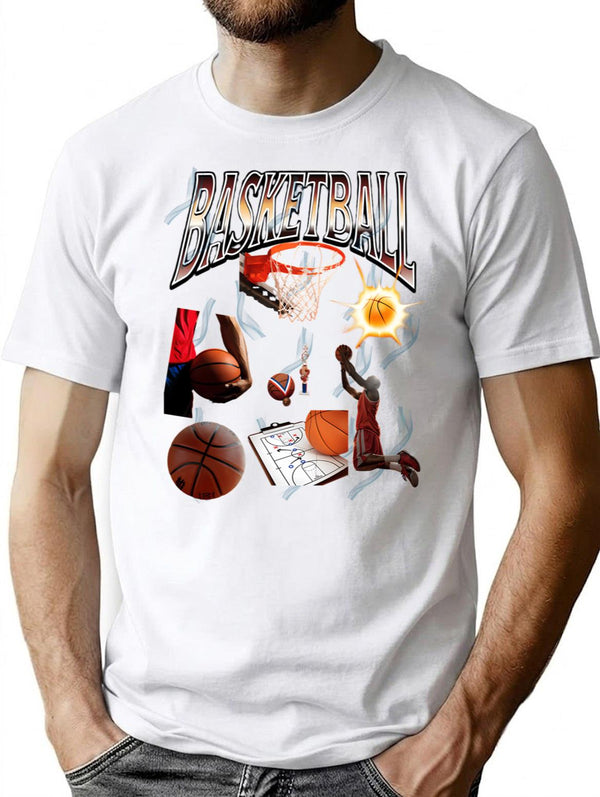 Basketball Is My Valentine. Bootleg Bootleg Graphic T-Shirt - White